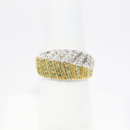 Picture of 10k Two-Tone Gold, Yellow & White Diamond Leaf Shaped Ring