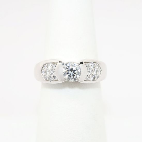 Picture of 14k White Gold & 0.53ct Half Bezel Set Diamond Ring