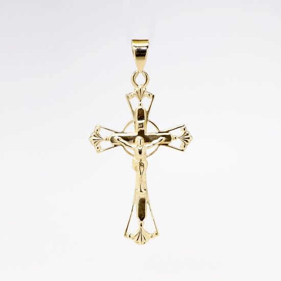 Picture of 14k Yellow Gold Pierced Crucifix Pendant