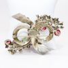 Picture of Vintage 1940's Hobé Vermeil & Sterling Silver Bow & Flowers Brooch with Czech Glass