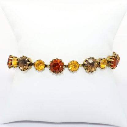 Picture of Vintage Signed Weiss Orange, Topaz & Amber Rhinestone Bracelet