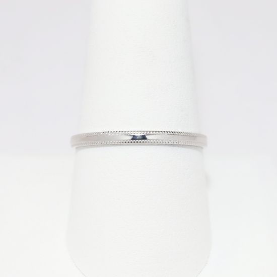 Picture of 14k White Gold 2mm Men's Wedding Band with Milgrain Edge