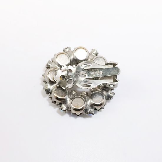 Déclaration brillante vintage broche ensemble pavé clair strass