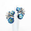 Picture of Vintage Signed Weiss Green & Blue Butterfly & Flower Brooch & Earring Set