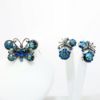 Picture of Vintage Signed Weiss Green & Blue Butterfly & Flower Brooch & Earring Set