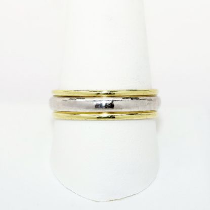 Picture of 18k Yellow Gold & Platinum Hammered Finish 5.5mm Men's Wedding Band