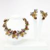 Picture of Vintage Mid Century Signed Weiss Topaz, Orange, Green & Aurora Borealis Necklace & Earring Set