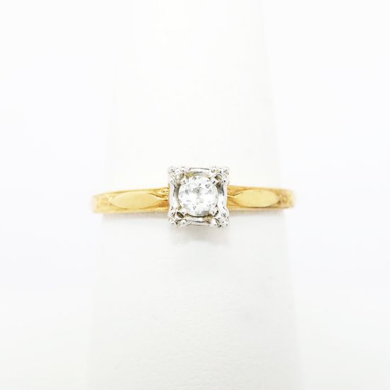 Picture of Antique 14k Yellow & White Gold & Old Mine Cut Diamond Engagement Ring 