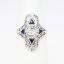 Picture of Art Deco Era 18k White Gold Filigree, Diamond & Synthetic Sapphire Ring