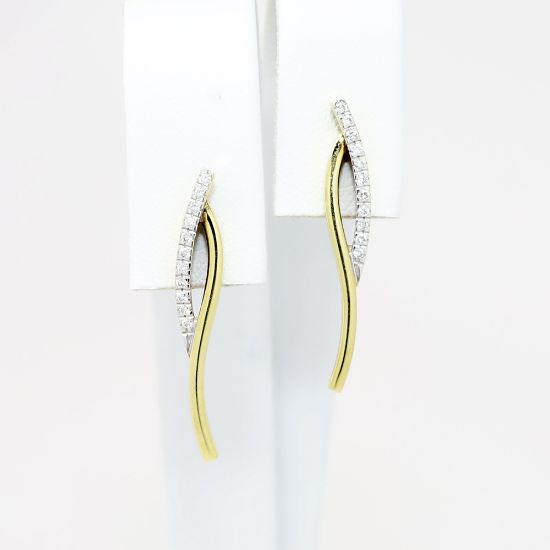 Picture of Delicate Modern 14k Yellow Gold & Diamond Drop Earrings