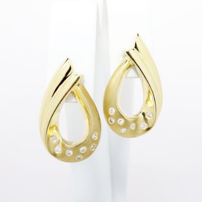 Picture of 14k Yellow Gold & Burnish Set Diamond Statement Earrings