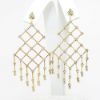 Picture of Ornate 14k Yellow Gold & Diamond Latticework Chandelier Earrings