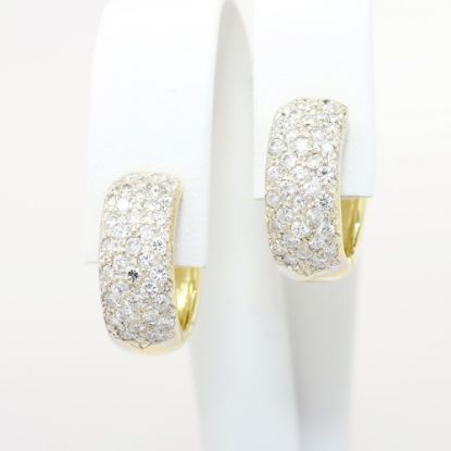 Picture of 14k Yellow Gold & Pavé Set Diamond Huggee Hoop Earrings