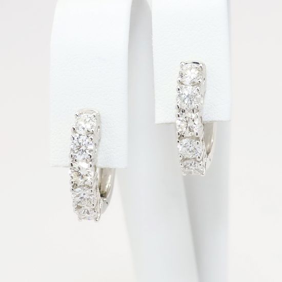 Picture of 14k White Gold & 2.00ct Diamond Hoop Earrings