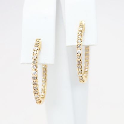 Picture of Delicate 14k Yellow Gold & Diamond Hoop Earrings 