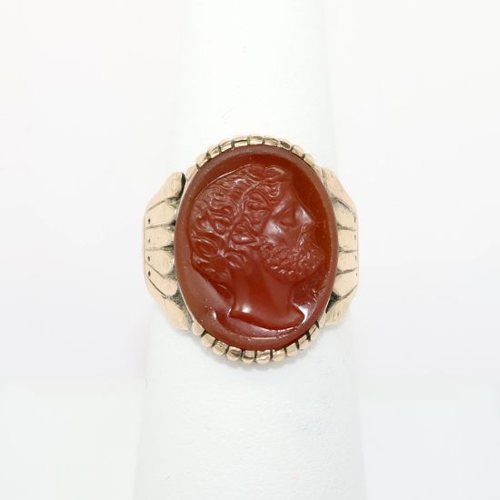 Picture of Antique Egyptian Revival 10k Gold & Carved Romanesque Bust Carnelian Cameo Ring
