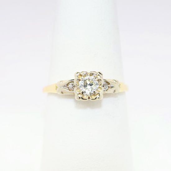 Picture of Antique 14k Yellow Gold & .25ct Old European Cut Diamond Engagement Ring