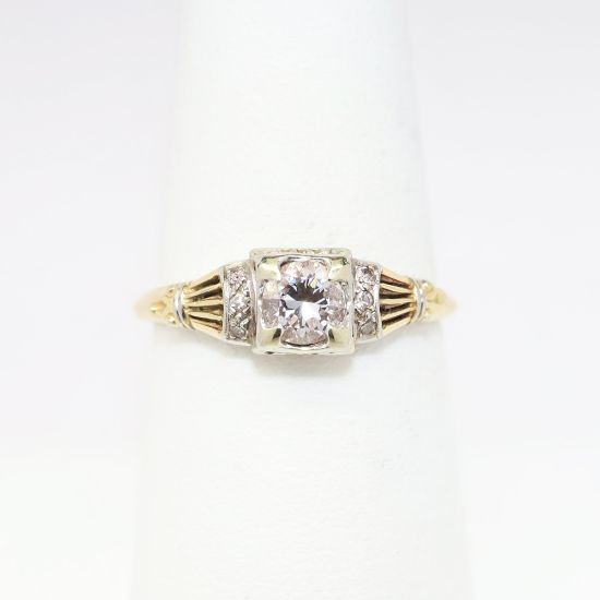 Picture of Art Deco Era 14k Yellow, 18k White Gold & Diamond Engagement Ring by JABEL