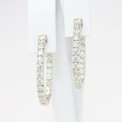 Picture of 14k White Gold & 5.00ct Diamond Hoop Earrings