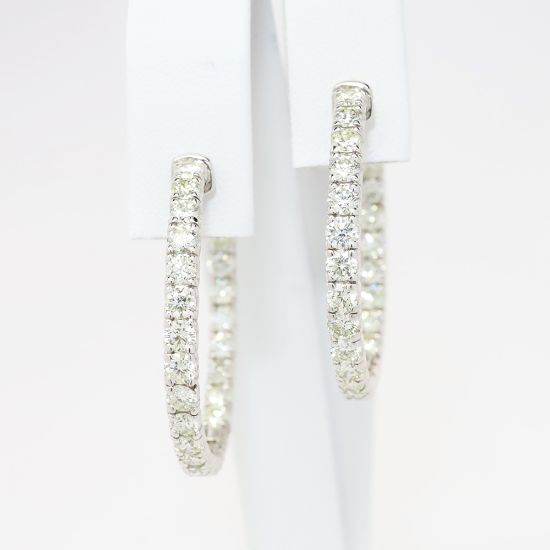 Picture of 14k White Gold & 5.00ct Diamond Hoop Earrings