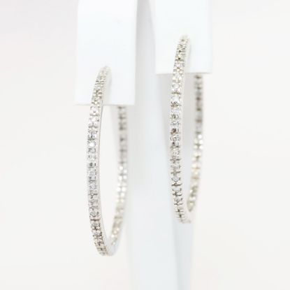 Picture of 14k White Gold & 1.50ct Diamond Narrow Hoop Earrings