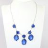 Picture of Antique Blue Faceted Czech Glass & Rhinestone Drop Necklace with Flower Stations