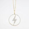 Picture of 14k Yellow Gold & Pavé Set Diamond Lightning Bolt Pendant Necklace