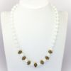 Picture of Vintage Signed 1950's Miriam Haskell Milk Glass & Gilt Brass Beaded Necklace