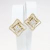 Picture of 14k Yellow Gold & Pavé Set Diamonds Triple Offset Squares Post Earrings