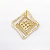 Picture of 14k Yellow Gold & Pavé Set Diamonds Triple Offset Squares Post Earrings