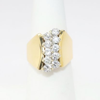 Picture of 14k Yellow Gold Diamond Cluster Statement Ring