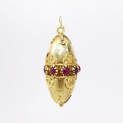 Picture of Vintage Italian .750 (18k) Yellow Gold & Ruby Cabochon Pendant/Charm