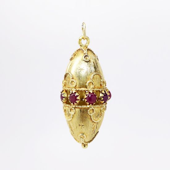 Picture of Vintage Italian .750 (18k) Yellow Gold & Ruby Cabochon Pendant/Charm