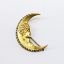 Picture of Antique Art Nouveau 14k Yellow Gold, Seed Pearl & Diamond Crescent Moon Brooch with Woman's Face