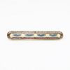 Picture of Antique 14k Gold Filigree, Seed Pearl & Blue Guilloche Enameled Bar Brooch