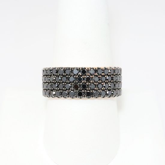 Picture of 14k Rose Gold & Pavé Set Black Diamond Band Ring