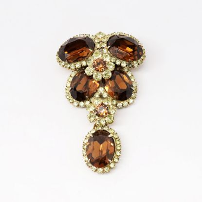 Picture of Vintage 1940's - 1950's Kramer of New York Topaz & Pale Yellow Rhinestone Brooch