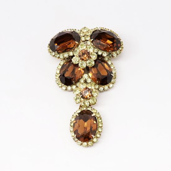 Picture of Vintage 1940's - 1950's Kramer of New York Topaz & Pale Yellow Rhinestone Brooch