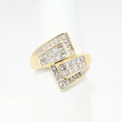 Picture of 14k Yellow Gold with Square & Round Cut Diamonds Bypass Ring