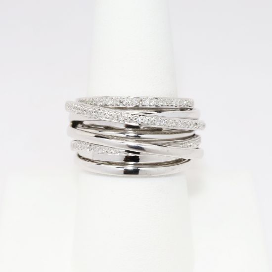 Picture of 14k White Gold & Diamond Illusion Stacked Band RIng