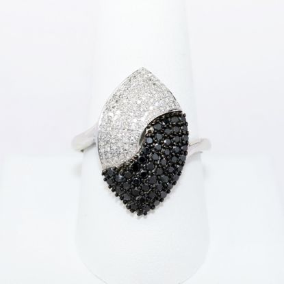 Picture of 14k White Gold Black & White Pavé Set Diamond Statement Ring