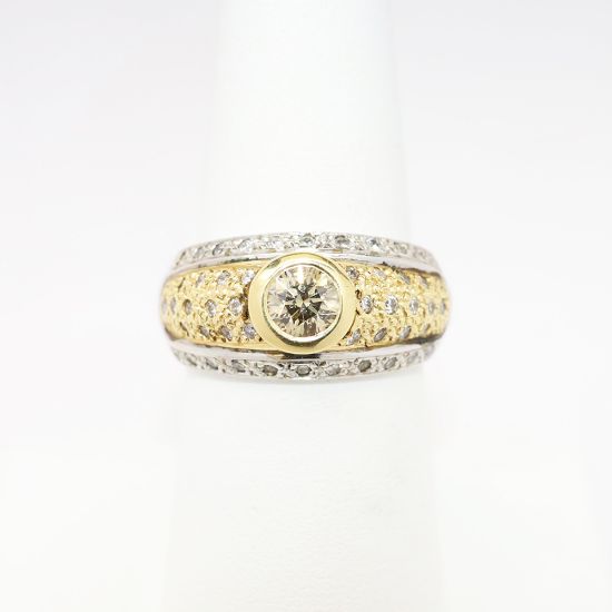 Picture of 14k Two-Tone Gold Ring with 0.50 Round Brilliant Cut Champagne Diamond