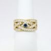 Picture of 14k Yellow Gold & Diamond Braided Ring with Blue Sapphire Center