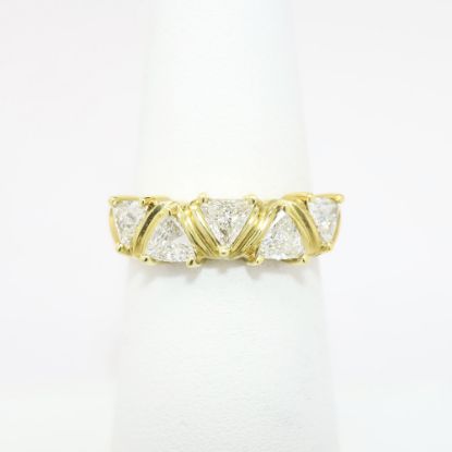 Picture of 18k Yellow Gold Ring with Five Trillion Cut Diamonds