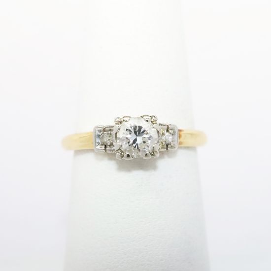 Picture of Vintage 14k Two-Tone Gold & Round Brilliant Cut Diamond Engagement Ring