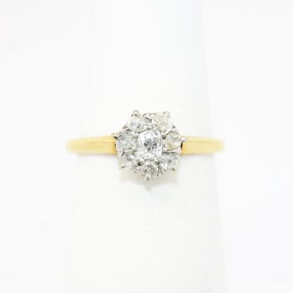 Picture of Antique Victorian 18k Yellow Gold & Old Mine Cut Diamond Cluster Ring