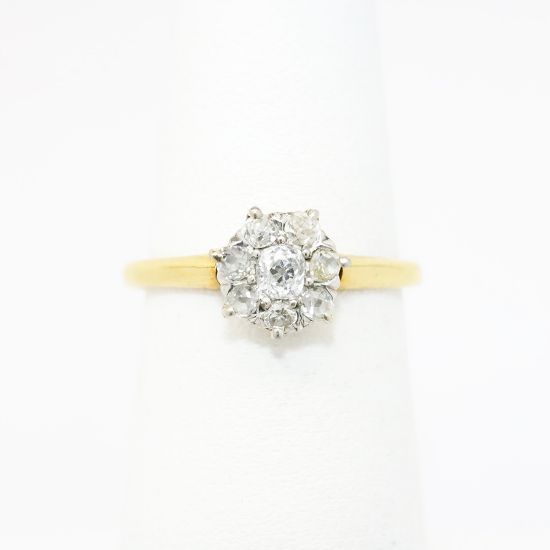 Picture of Antique Victorian 18k Yellow Gold & Old Mine Cut Diamond Cluster Ring