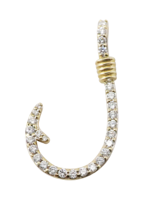 Picture of 14k Yellow Gold & Diamond Fishhook Pendant