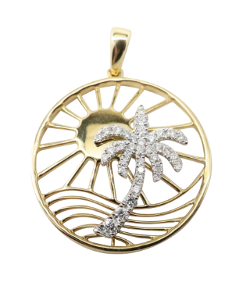 Picture of 14k Two-Tone Gold & Diamond Palm Tree in the Sun Pendant