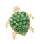 Picture of 18k Yellow Gold & Pavé Set Green Garnet & Diamond Sea Turtle Pendant